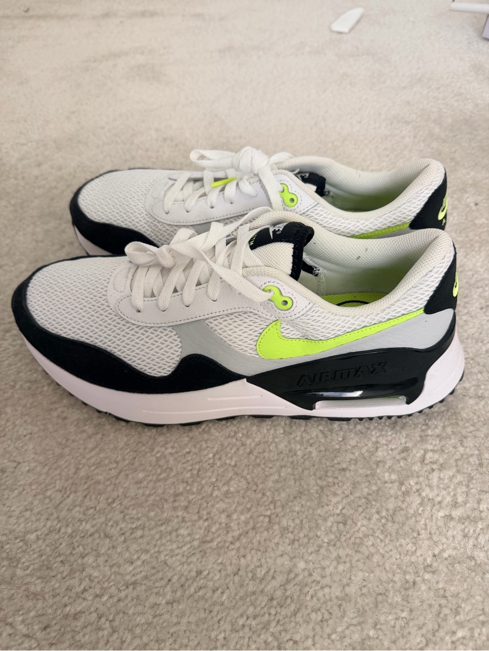 Nike Men's Air Max Low-Top Sneakers in White, Black & Neon Yellow